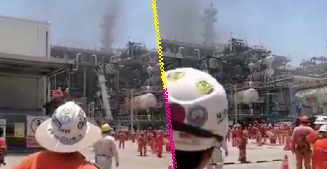 Incendio en refinería de Pemex en Dos Bocas.