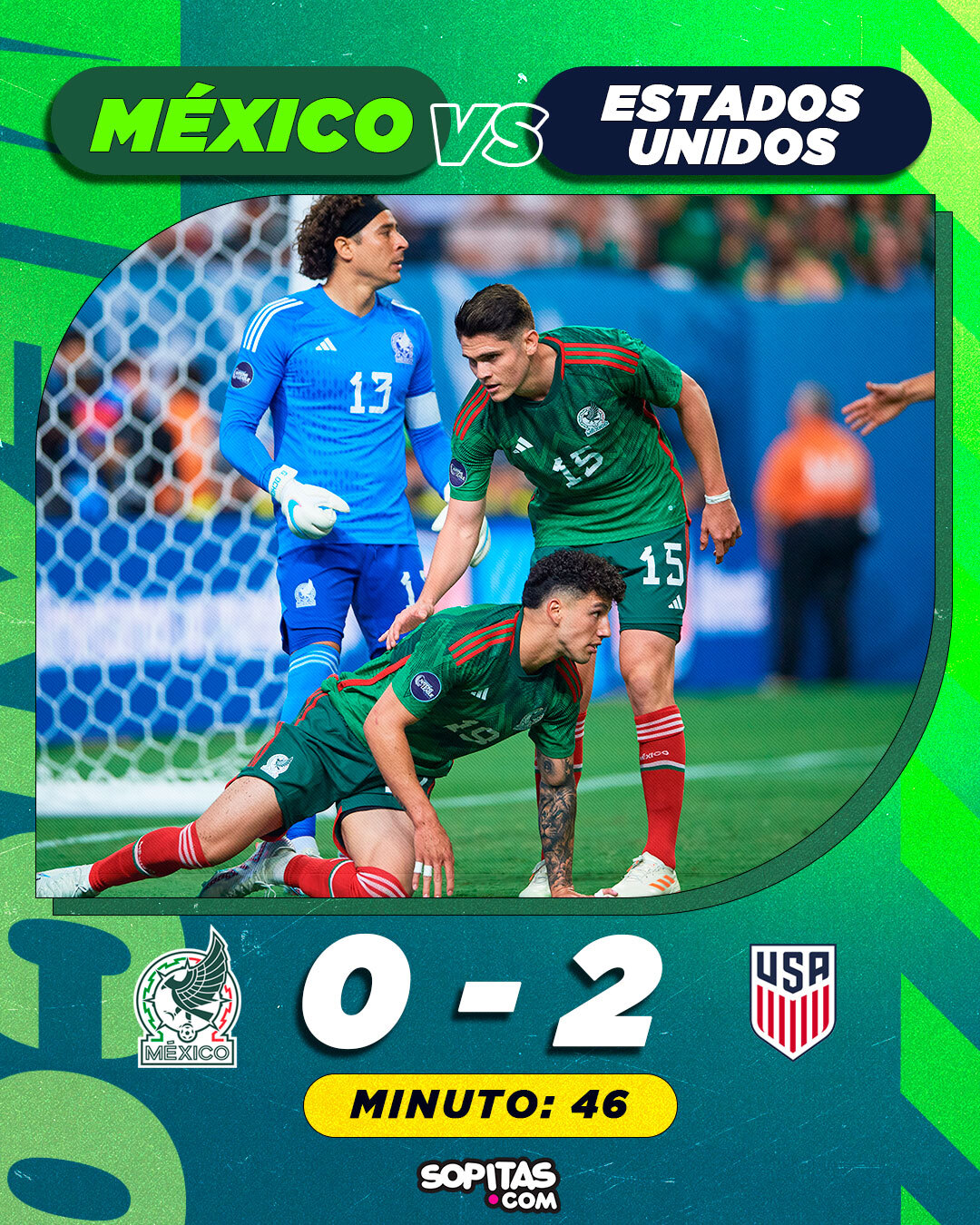 Marcador México vs Estados Unidos de Nations League