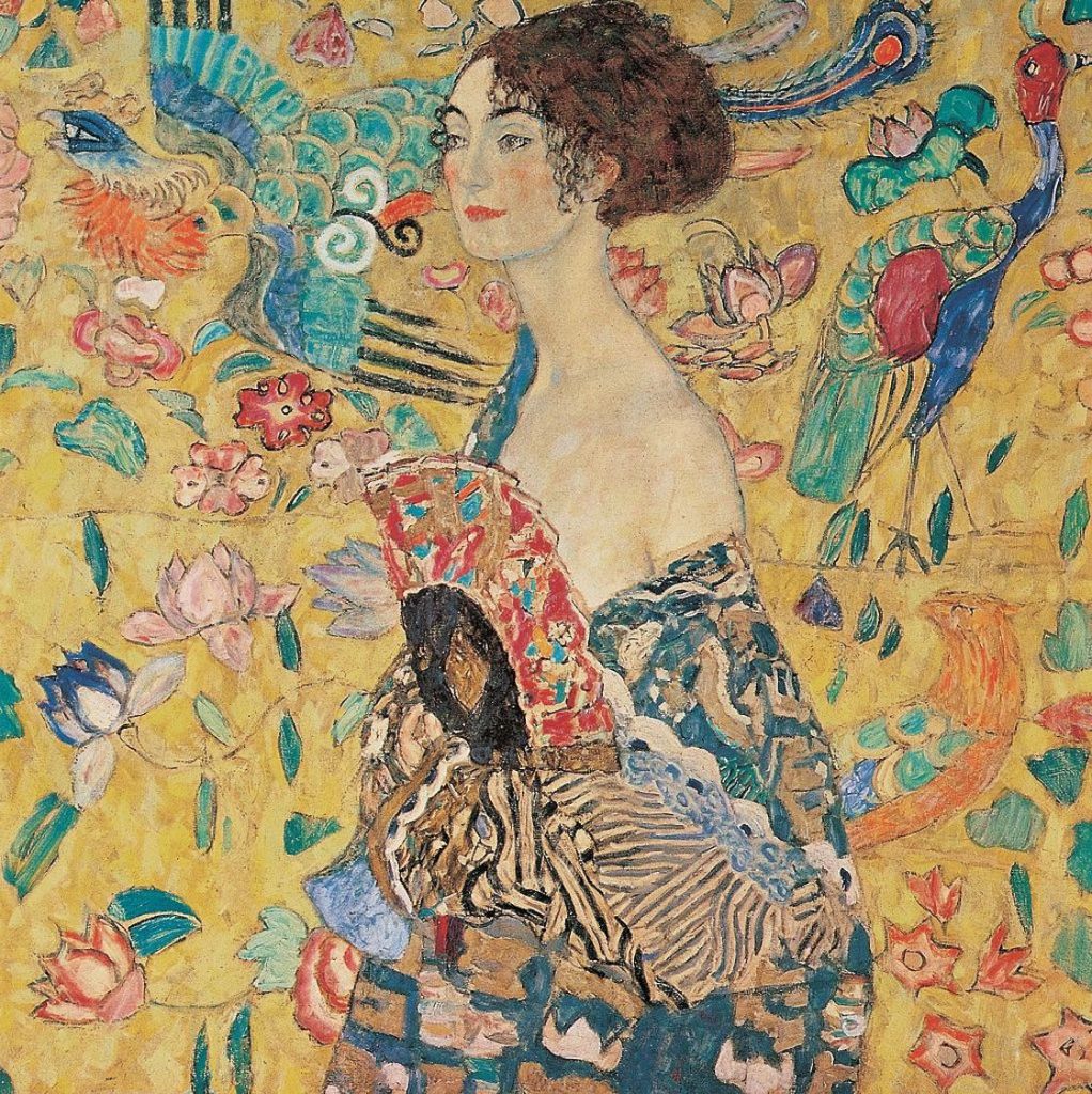 "Mujer con abanico" de Gustav Klimt.