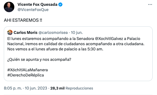 Traz: Vicente Fox no irá a la 'Mañanera' por petición de Xóchitl Gálvez 
