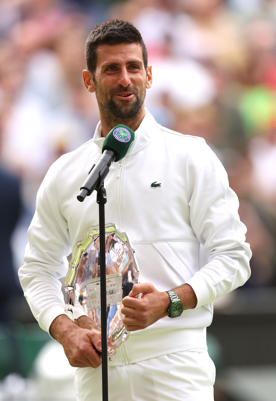 Novak Djokovic después de la final de Wimbledon