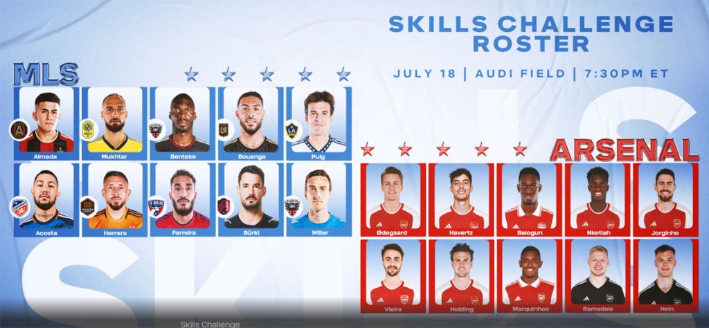 Estos son los jugadores de la MLS y Arsenal que se enfrentarán en el Skills Challenge de la MLS