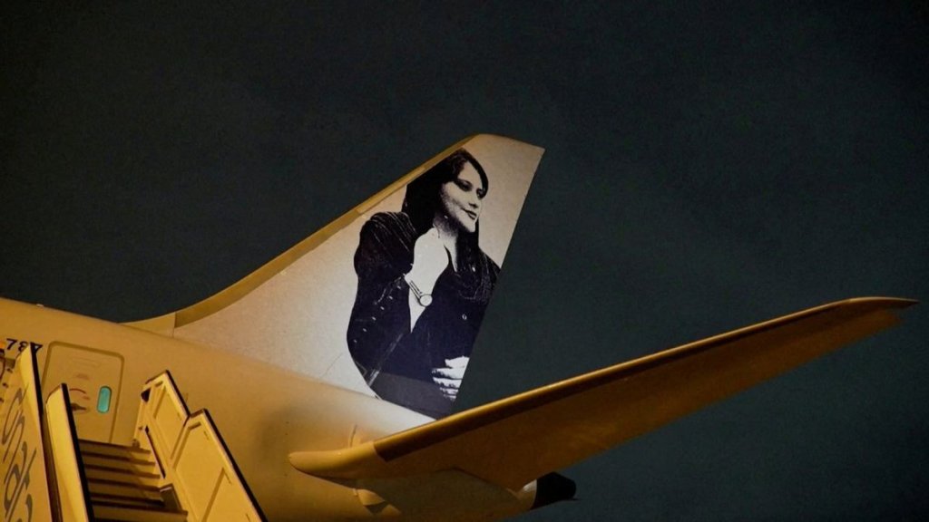 La imagen de Misha aparece la parte trasera del avión