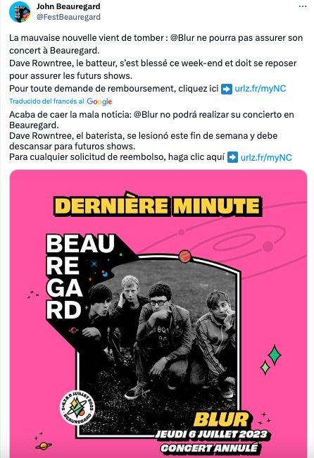 Blur cancela concierto en Francia por una lesión de Dave Rowntree