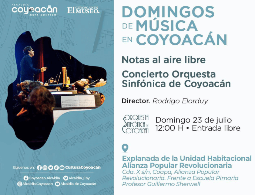 Concierto de música clásica gratis en Coyoacán. 