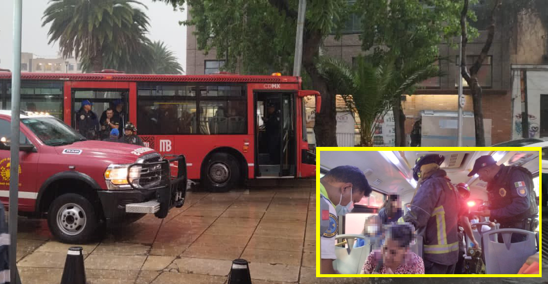Camión del Metrobús chocó contra un árbol en la colonia Tabacalera; hay 4 heridos