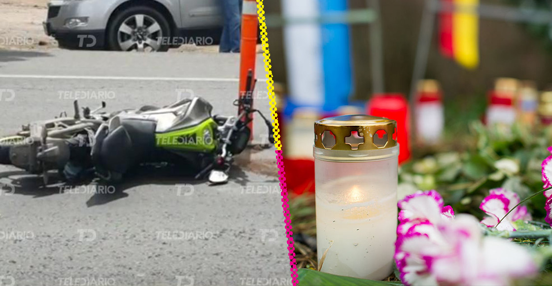 Motociclista queda inmóvil tras choque y hasta veladora le pusieron pensando que murió