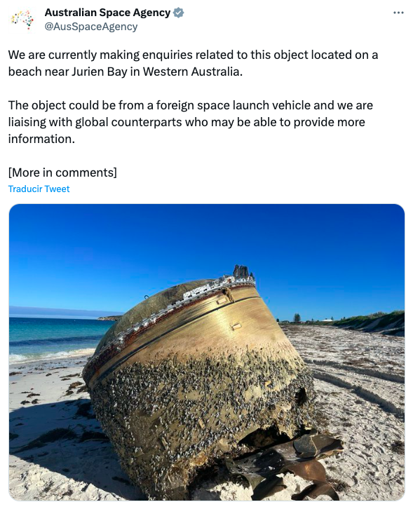 ¿Una nave espacial? Encontraron extraños restos en una playa de Australia