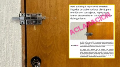 Periodistas encerrados en el INE.