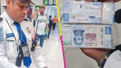 Una chida en el AICM: Policía regresa fajos de 50 mil pesos que el dueño había olvidado