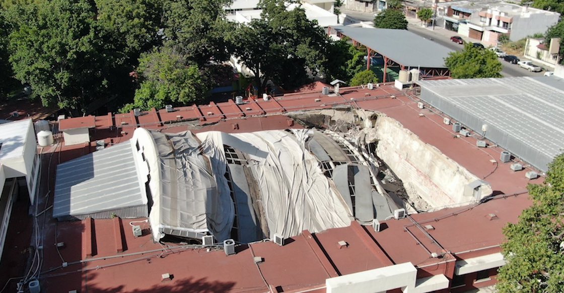 Techo de una escuela cayó en Ciudad Victoria.