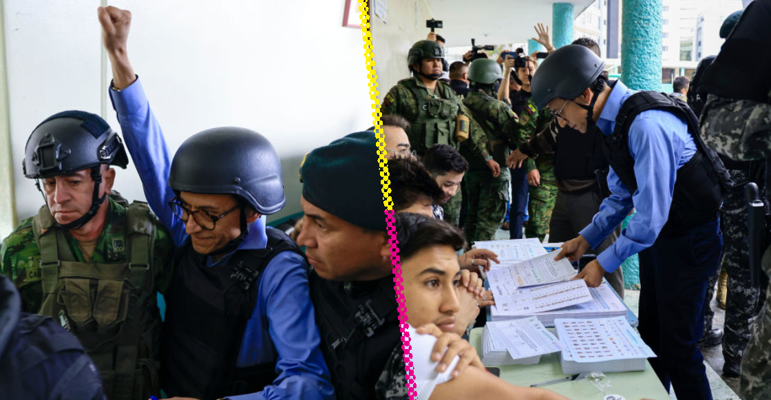 Y en Ecuador: Candidato presidencial vota con casco y chaleco antibalas ante inseguridad