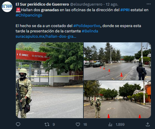 Acusan montaje de militantes del PRI por granadas halladas en sede de Guerrero