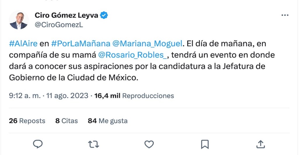 Hija de Rosario Robles se destapa como candidata para jefa de Gobierno de CDMX