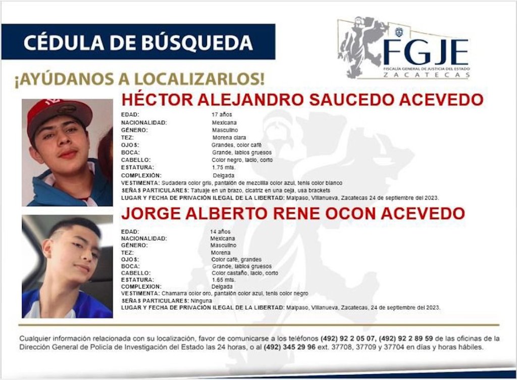 Secuestran a jóvenes de Zacatecas. 