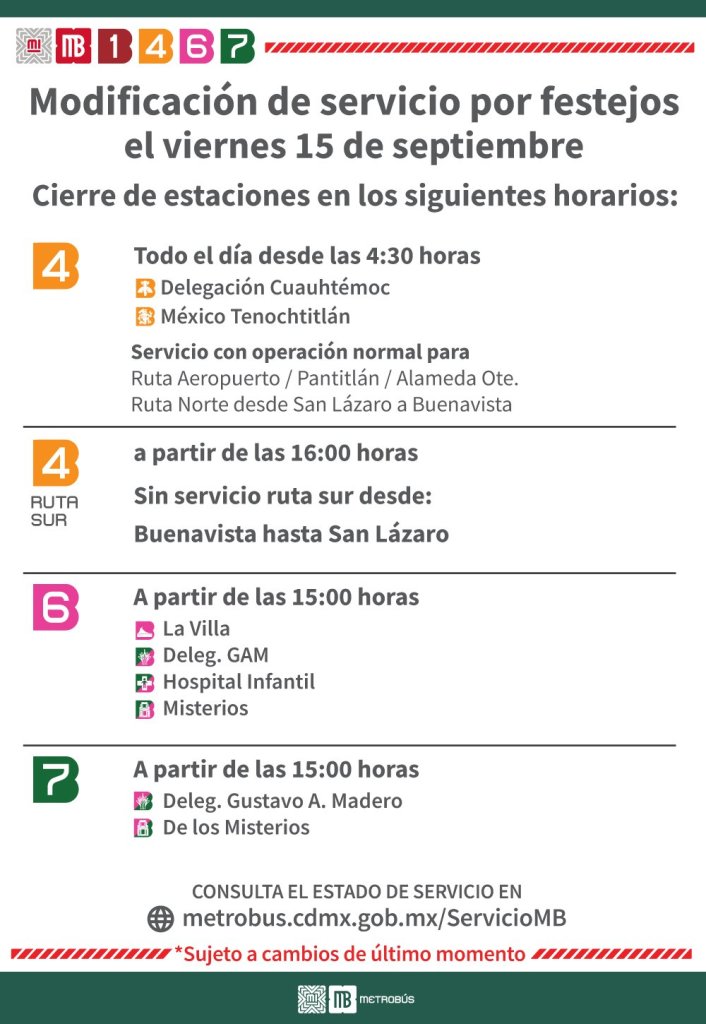 Horarios del Metro y Metrobús este 15 y 16 de septiembre para llegar a tiempo al pozole