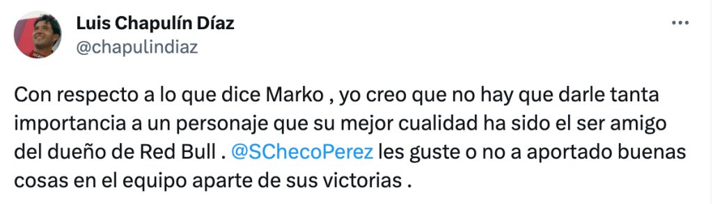 Chapulín Díaz pidió no darle tanta importancia a Helmut Marko
