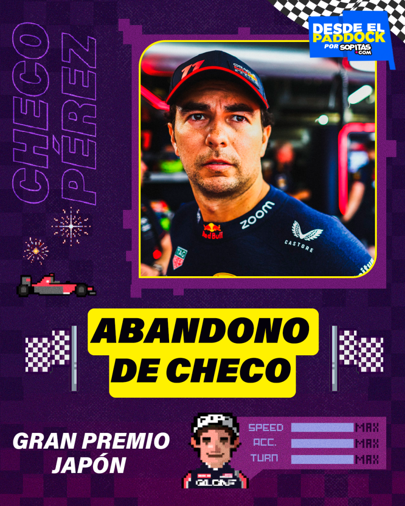Checo Pérez abandona el GP de Japón 