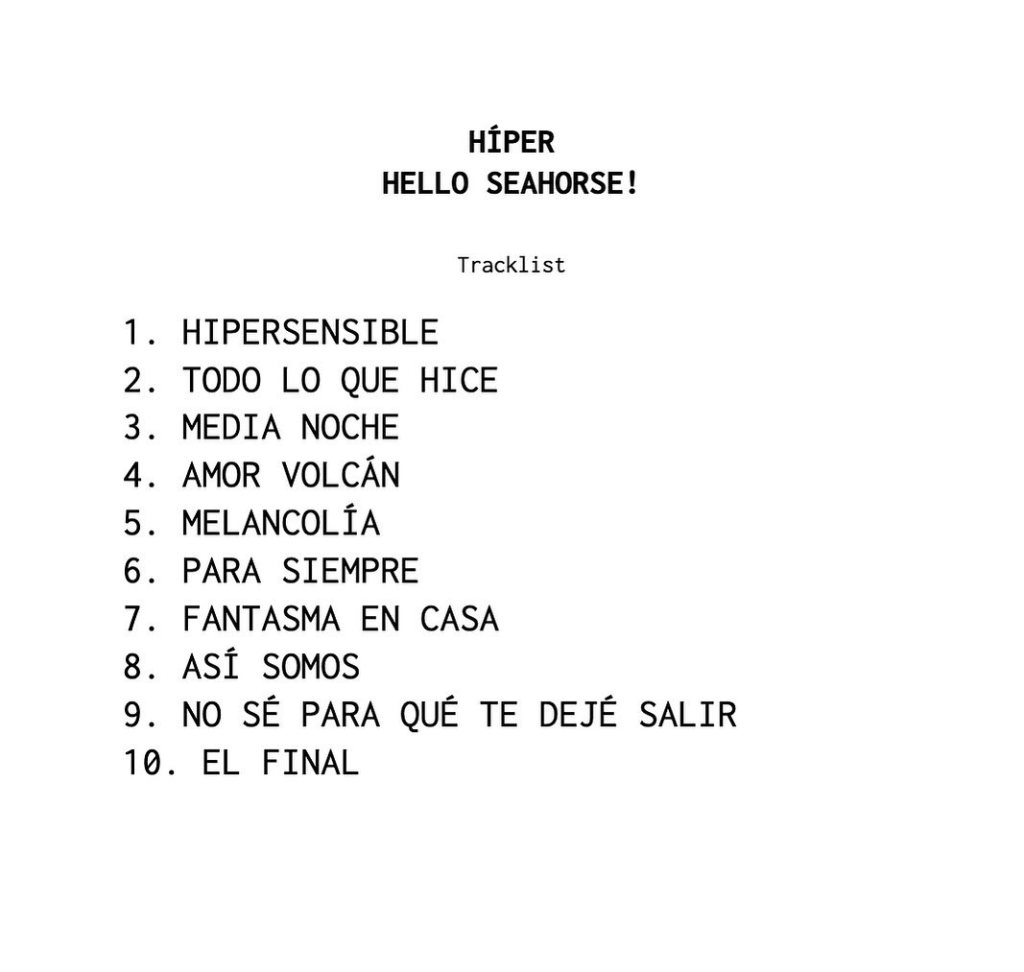 Tracklist oficial de 'Híper' de Hello Seahorse