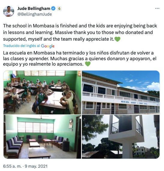 Jude Bellingham donó varios millones para la construcción de escuelas en Kenia