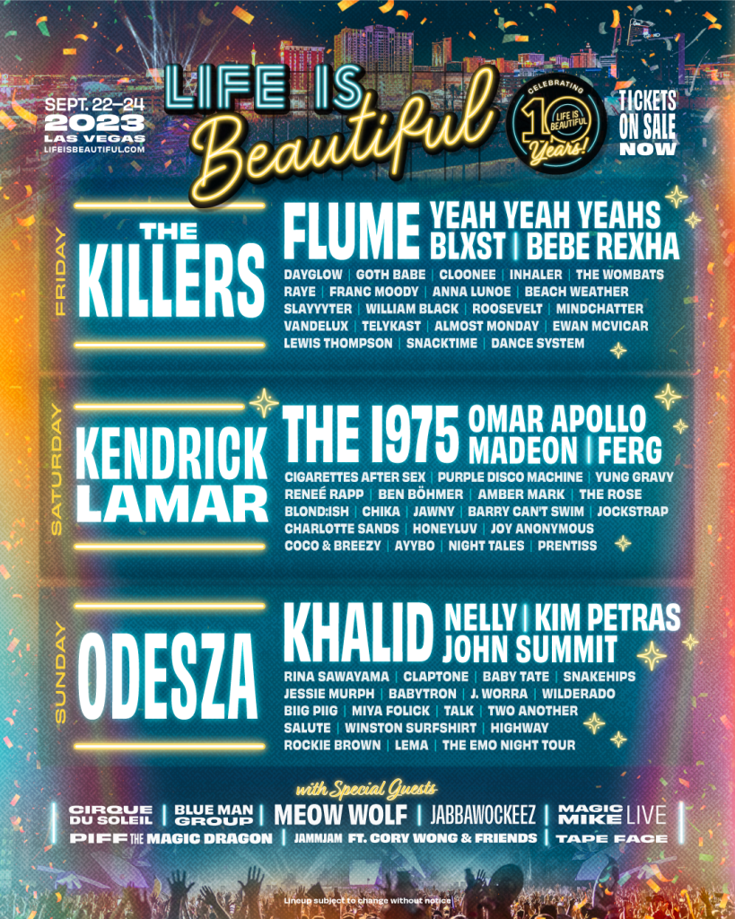 Te decimos cómo y dónde ver a The Killers, Kendrick Lamar y Odesza en el festival Life is Beautiful 2023