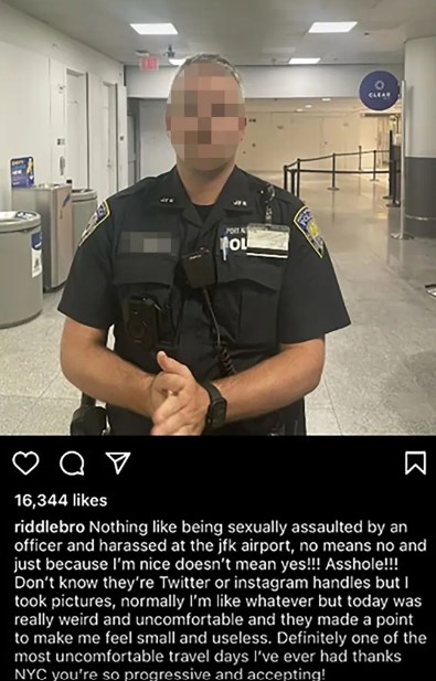 Mensaje de Matt Riddle acusando a un policía