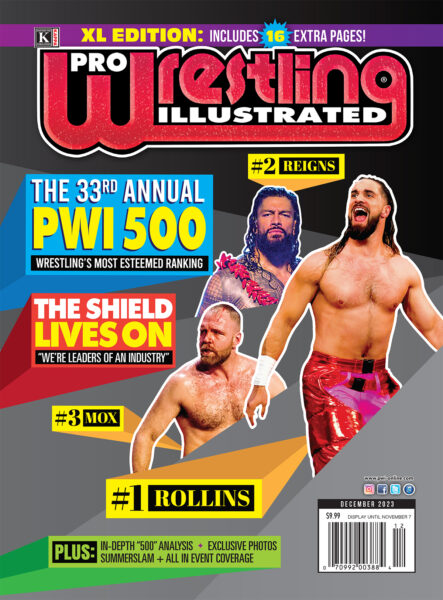 La portada de la revista de los 500 mejores luchadores de 2023 de PWI