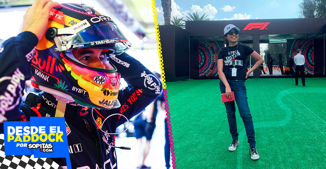 Checo Pérez y el casco del Gran Premio de México