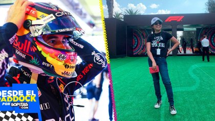Checo Pérez y el casco del Gran Premio de México