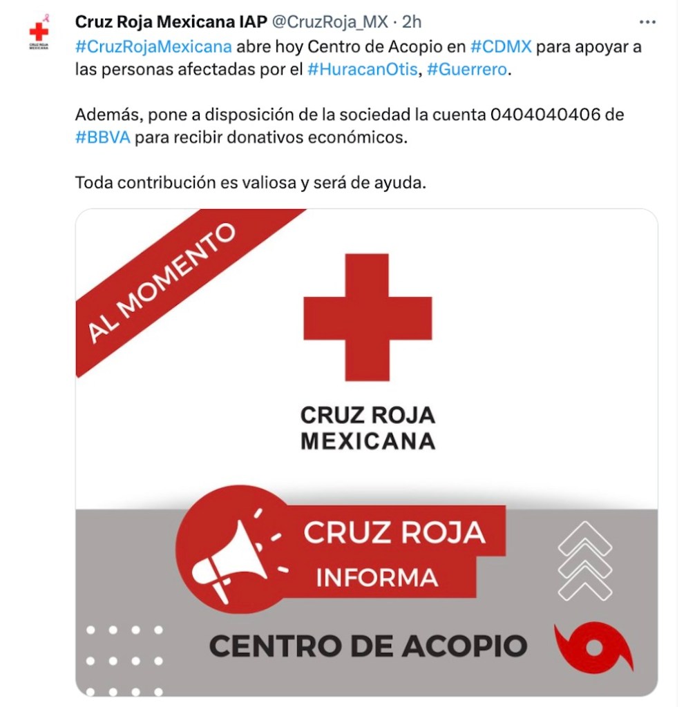 Centros de acopio para ayudar a Acapulco y todo Guerrero tras el huracán Otis