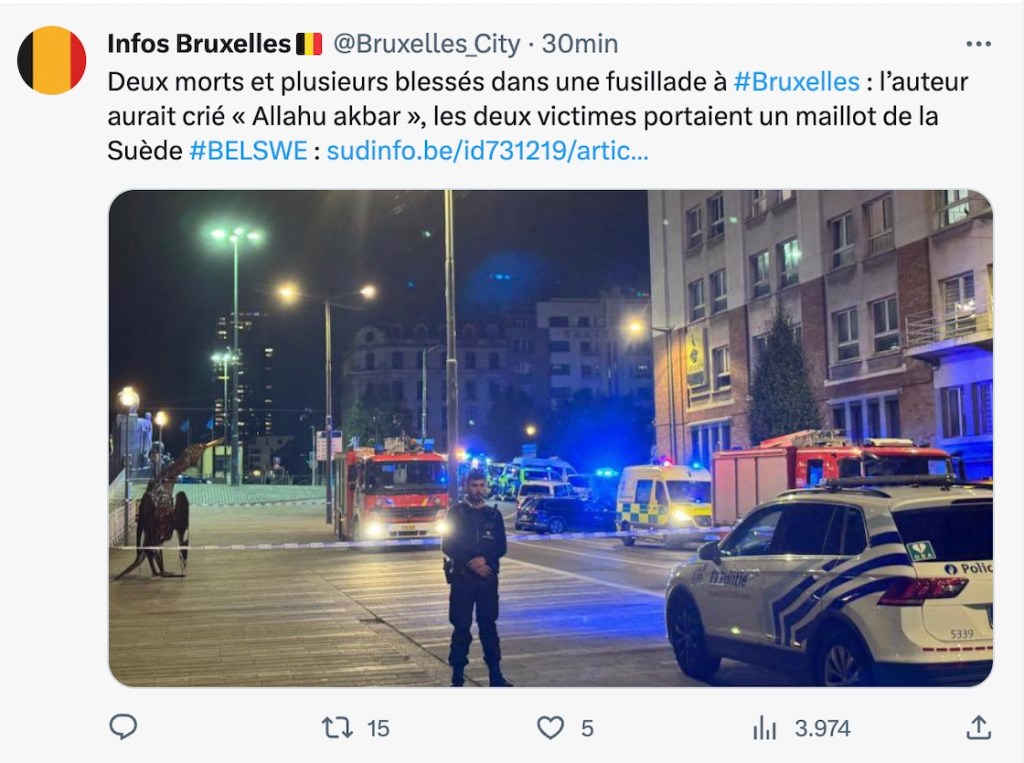 Lo que sabemos del tiroteo en calles de Bruselas que dejó muertos