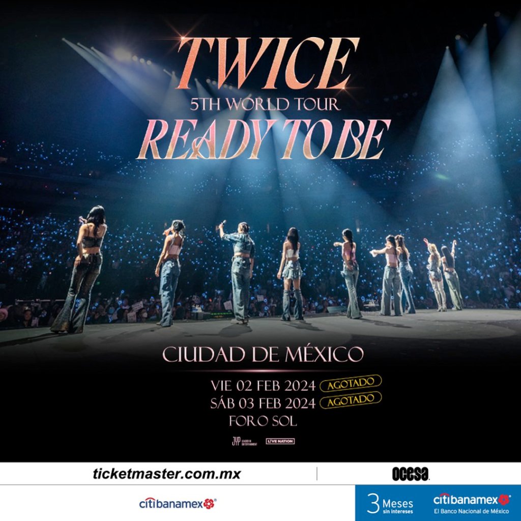 Anuncio del concierto de Twice en México. Grupo de K-Pop. 
