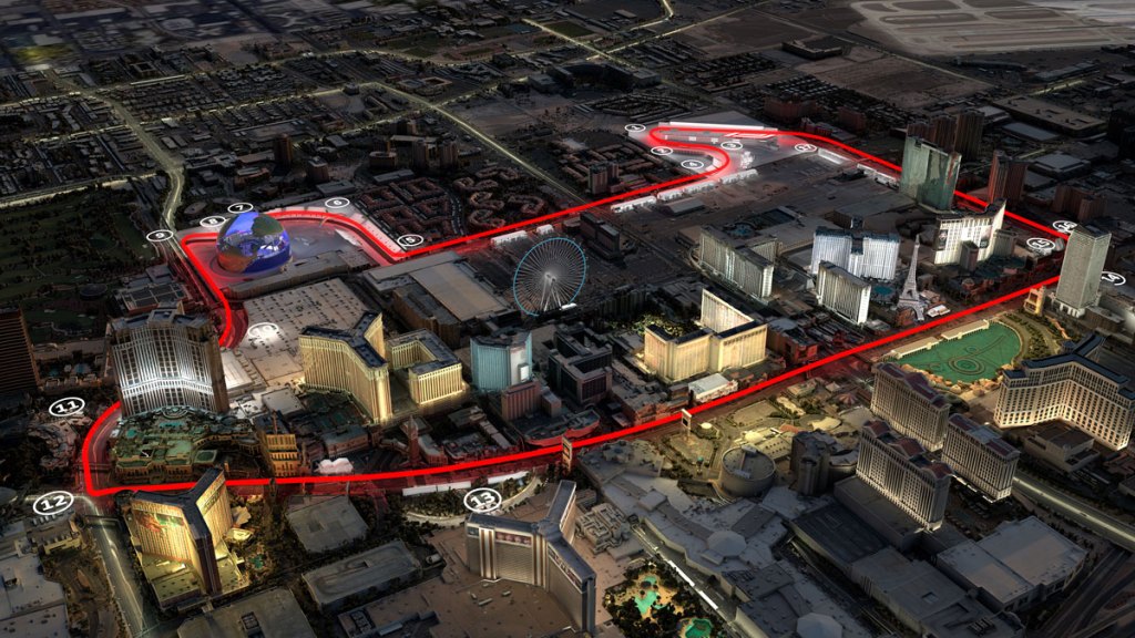 Mapa del circuito de Fórmula 1 del Gran Premio de Las Vegas 