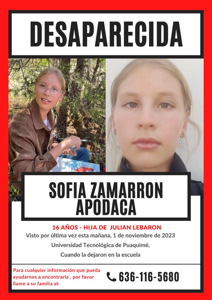 Localizaron a Sofía Zamarrón, hija de Julián Lebarón, quien estaba "retenida" 
