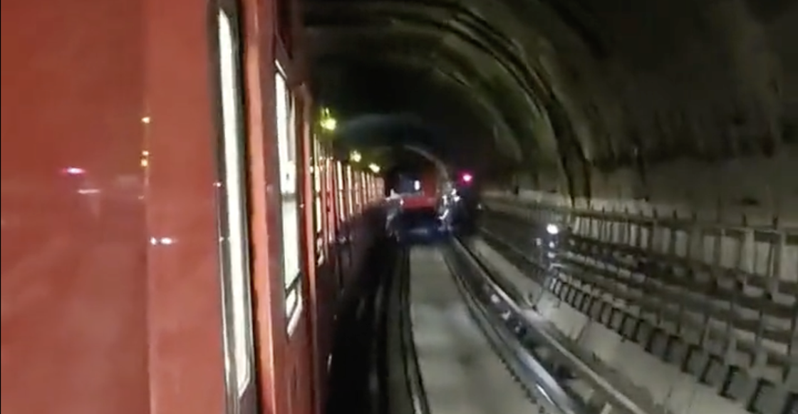 Grabaron tren con todo y pasajeros en la Línea 9 del Metro CDMX.