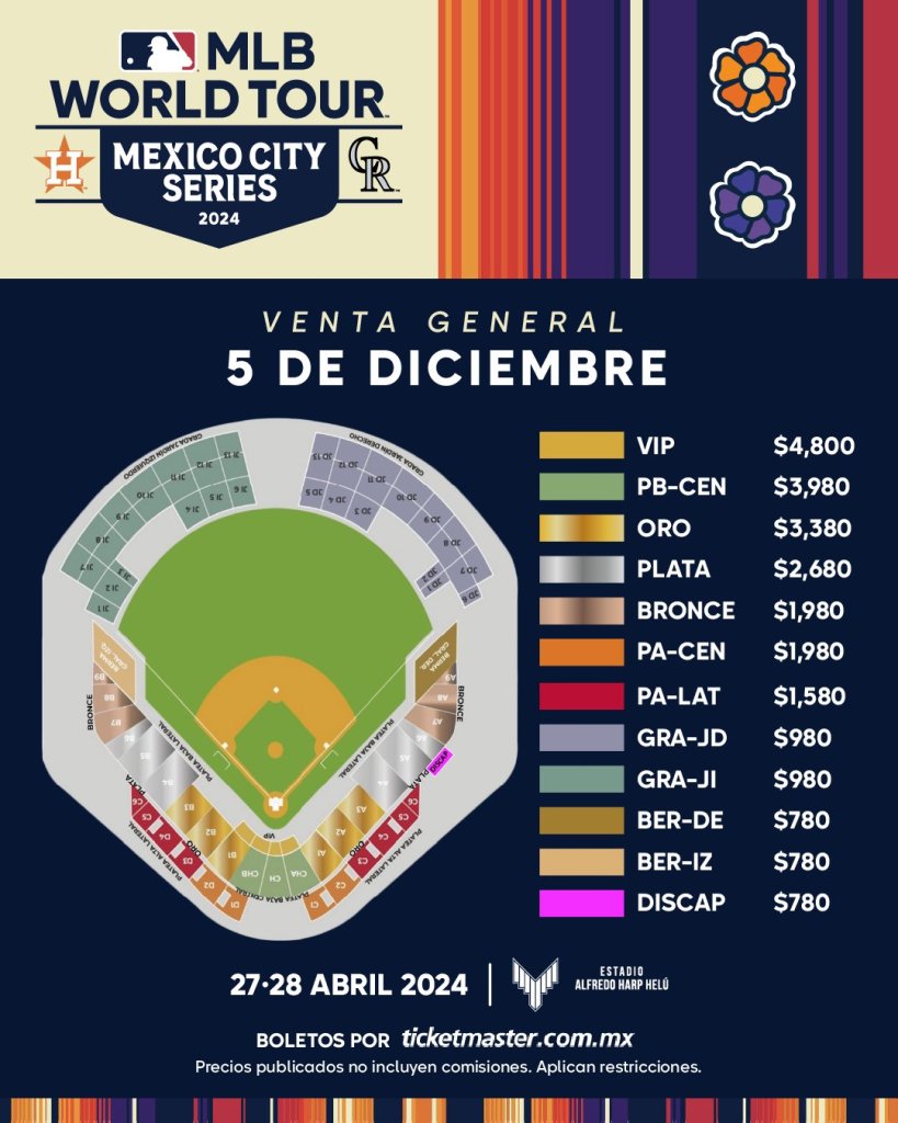 MLB en México: Fecha de la venta de boletos y precios para el Astros vs Rockies