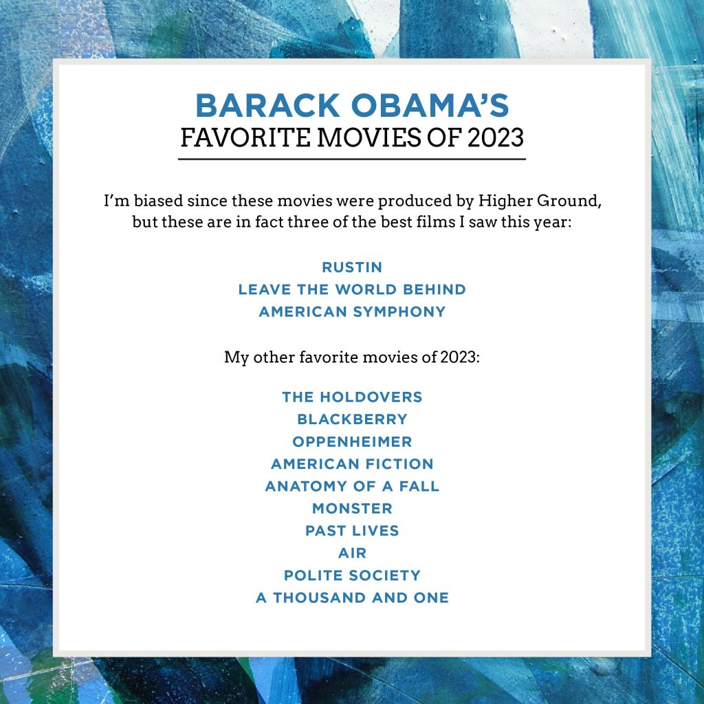 Estas fueron las películas favoritas de Barack Obama en 2023