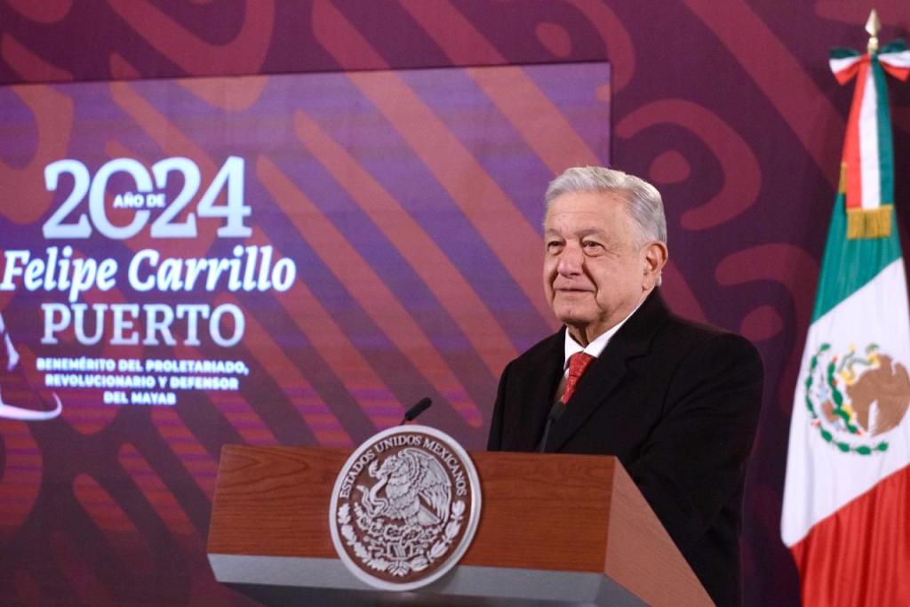El presidente Andrés Manuel López Obrador desde la conferencia mañanera en Palacio Nacional.