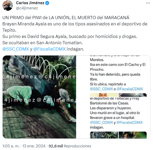 Matan a primo de intregrante de la Unión Tepito tras balacera en Deportivo Maracaná