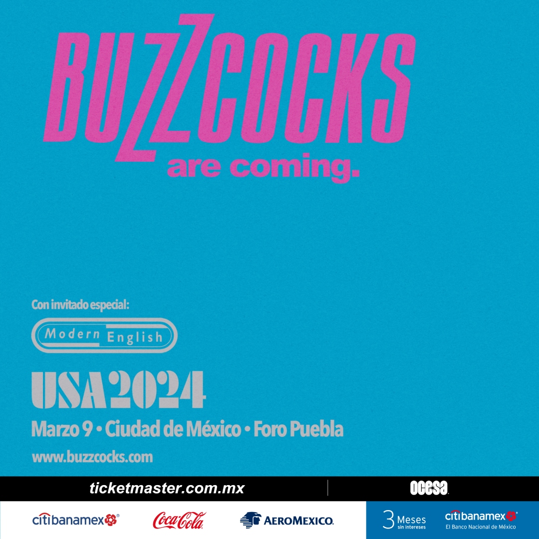 Flyer del concierto de Buzzcocks en México 2024