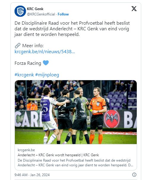 Genk vs Anderlecht: Van a repetir un partido por un error del VAR