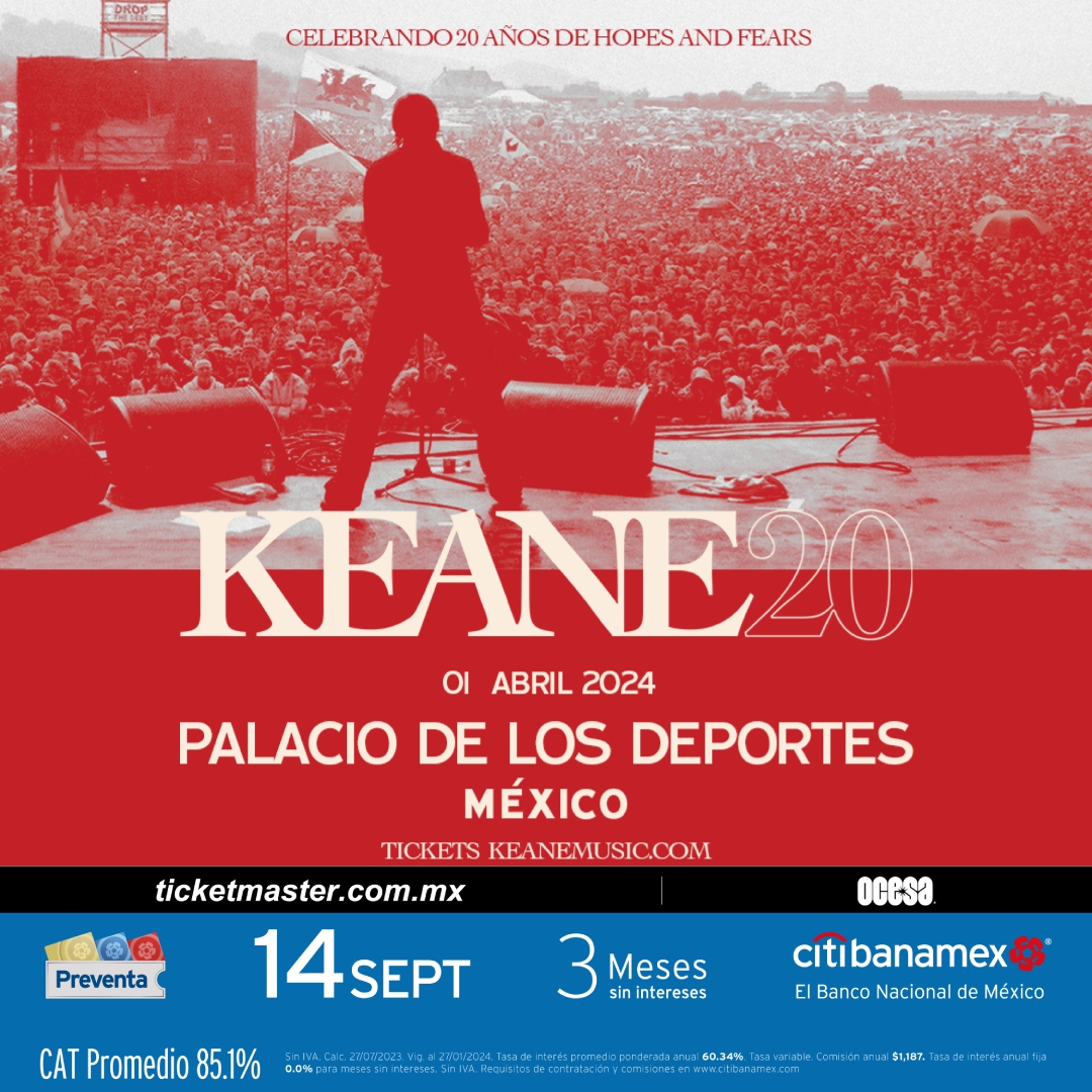 Flyer de los conciertos de Keane en México este 2024