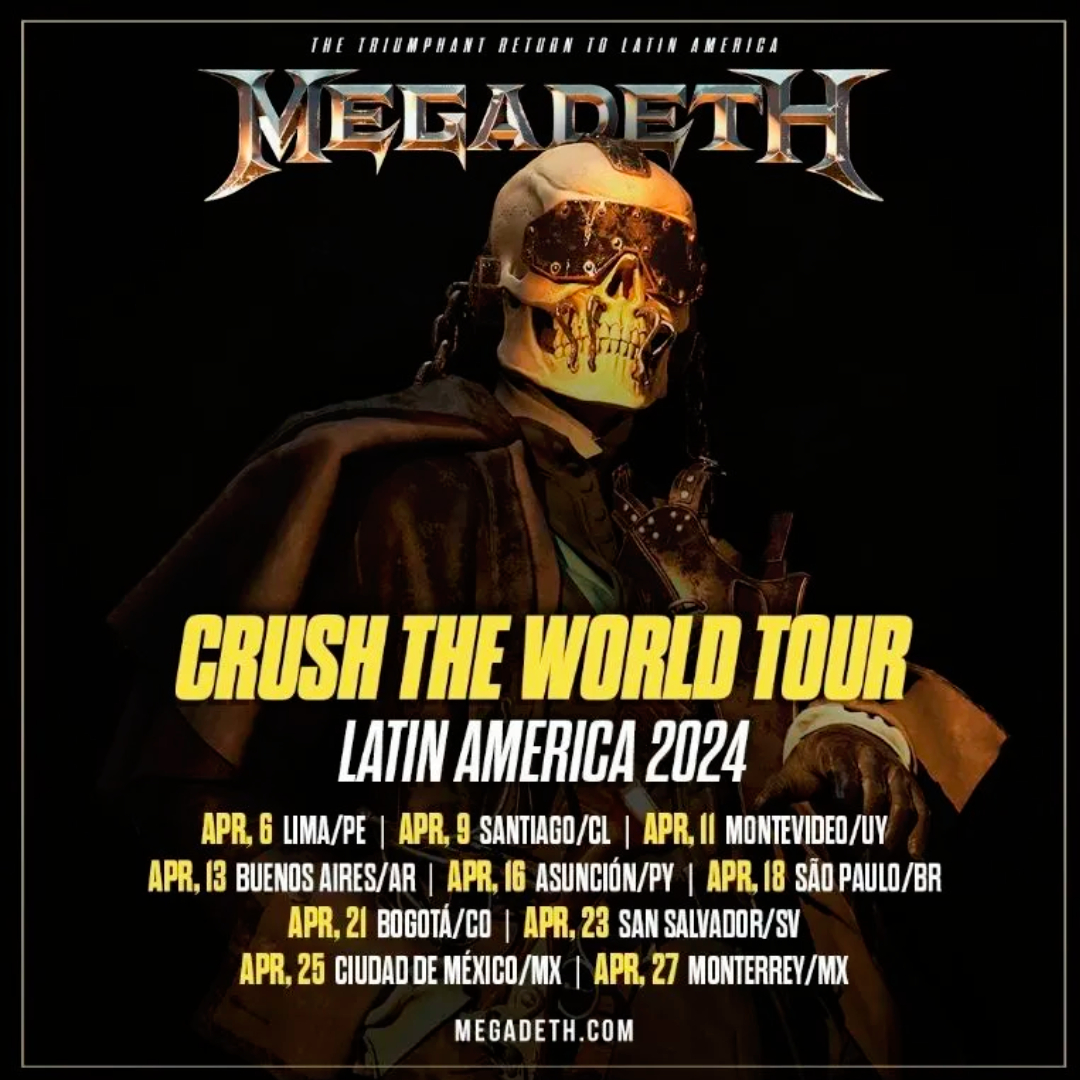 Flyer de los conciertos de Megadeth en México 2024