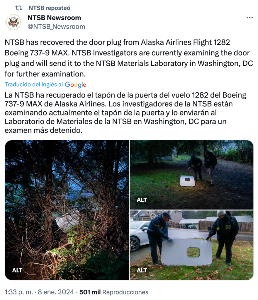 Un celular cayó del vuelo de Alaska Airlines y fue encontrado en la carretera
