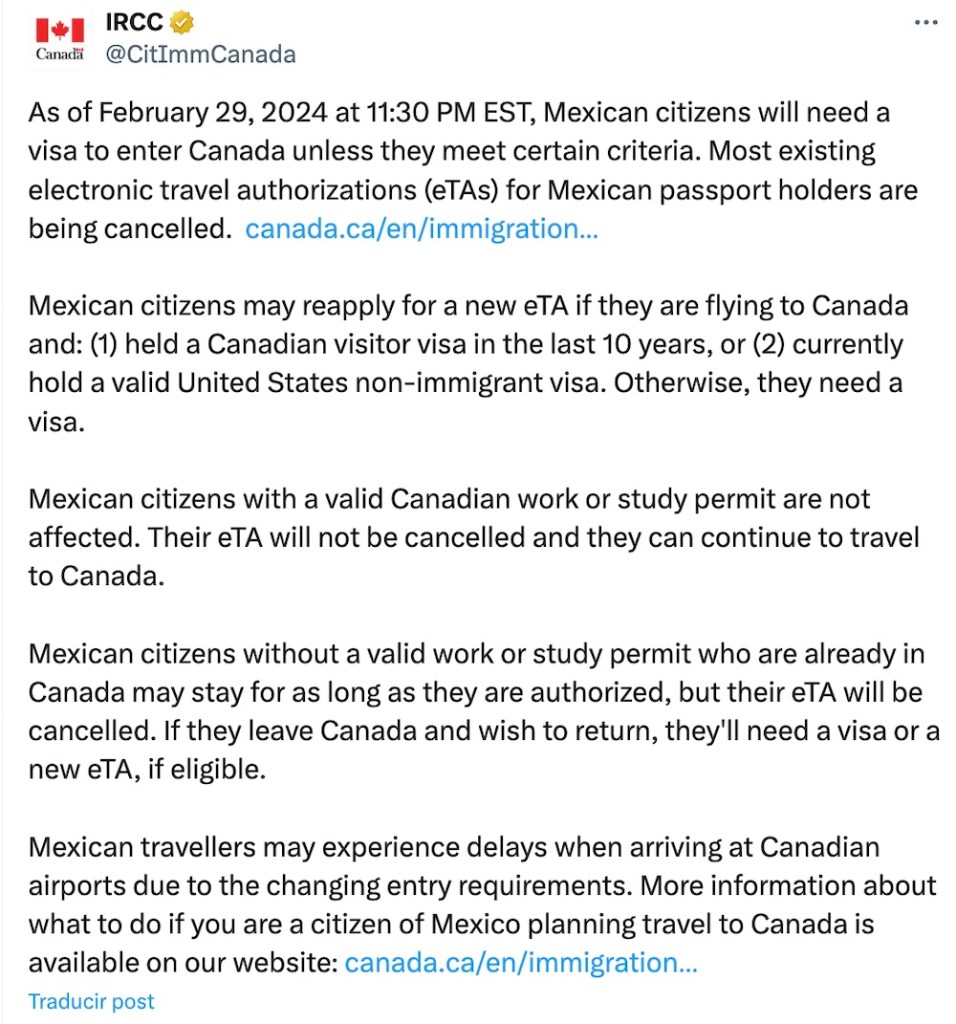 Canadá ya le pide visa a todos los mexicanos: Te contamos cómo tramitarla
