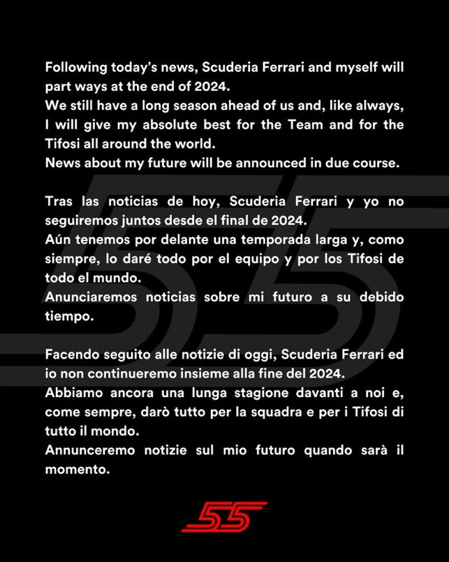 Carlos Sainz no seguirá en Ferrari
