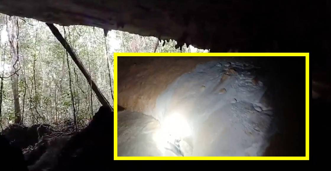 Cemento dentro de las cuevas de la Garra del Jaguar por el Tren Maya: Un 'río' de contaminación