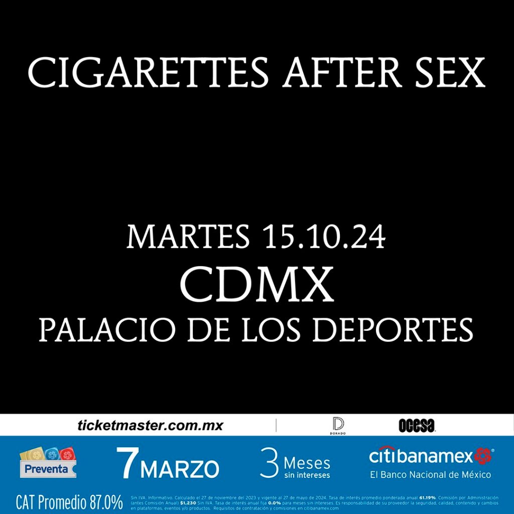 Fecha, lugar y venta de boletos para el concierto de Cigarettes After Sex en México 
