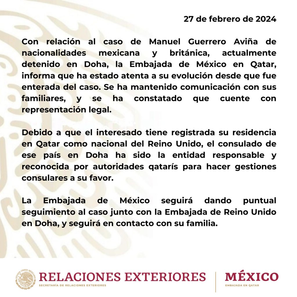 La respuesta de la Embajada de México en Qatar.
