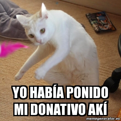 Meme de un gato sobre los famosos donativos ante el SAT